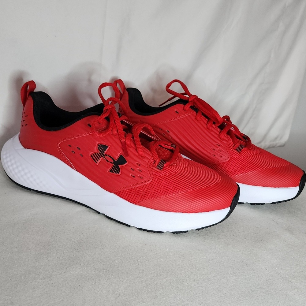 Under Armour Charged Pursuit 3 Red Black Running Shoes Mens 8.5 3026017-601